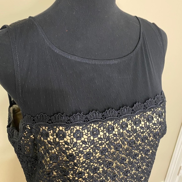 Black dress w/ lace & sheer top size 12 Ivanka Trump great condition! Flattering - Picture 2 of 12